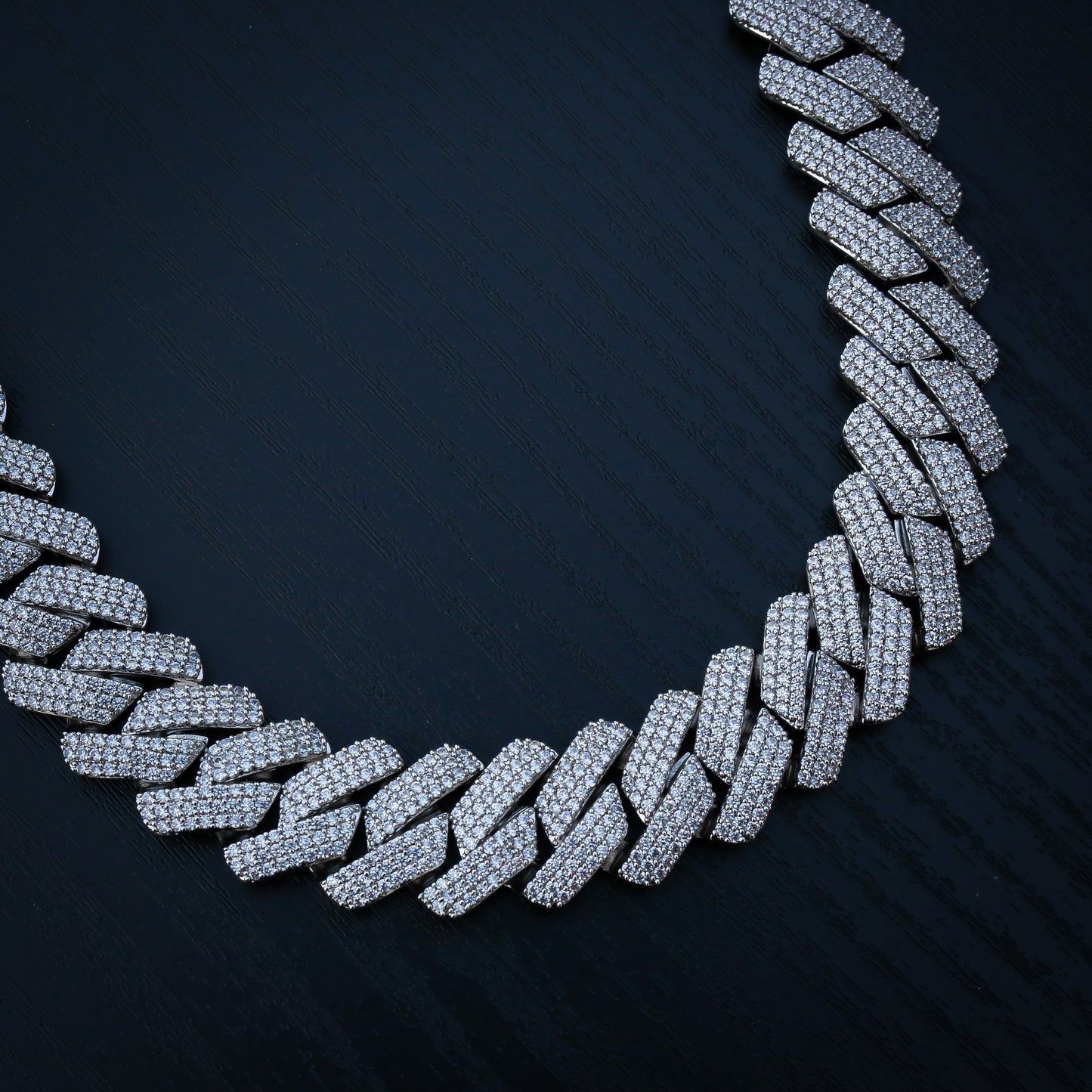 19mm Diamond Prong Link Cuban Chain - White Gold