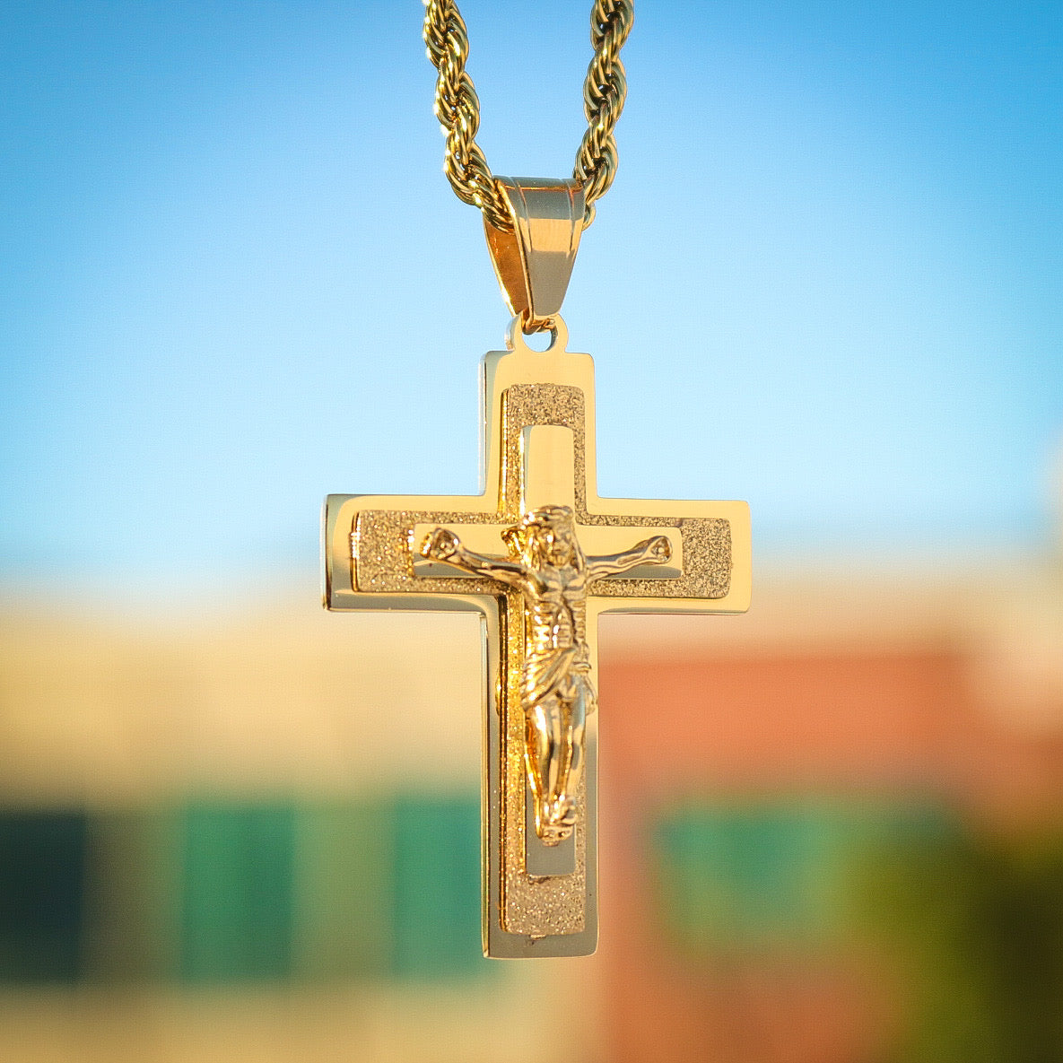Multi Layer Jesus Crucifix Pendant Gold – Huerta Jewelry