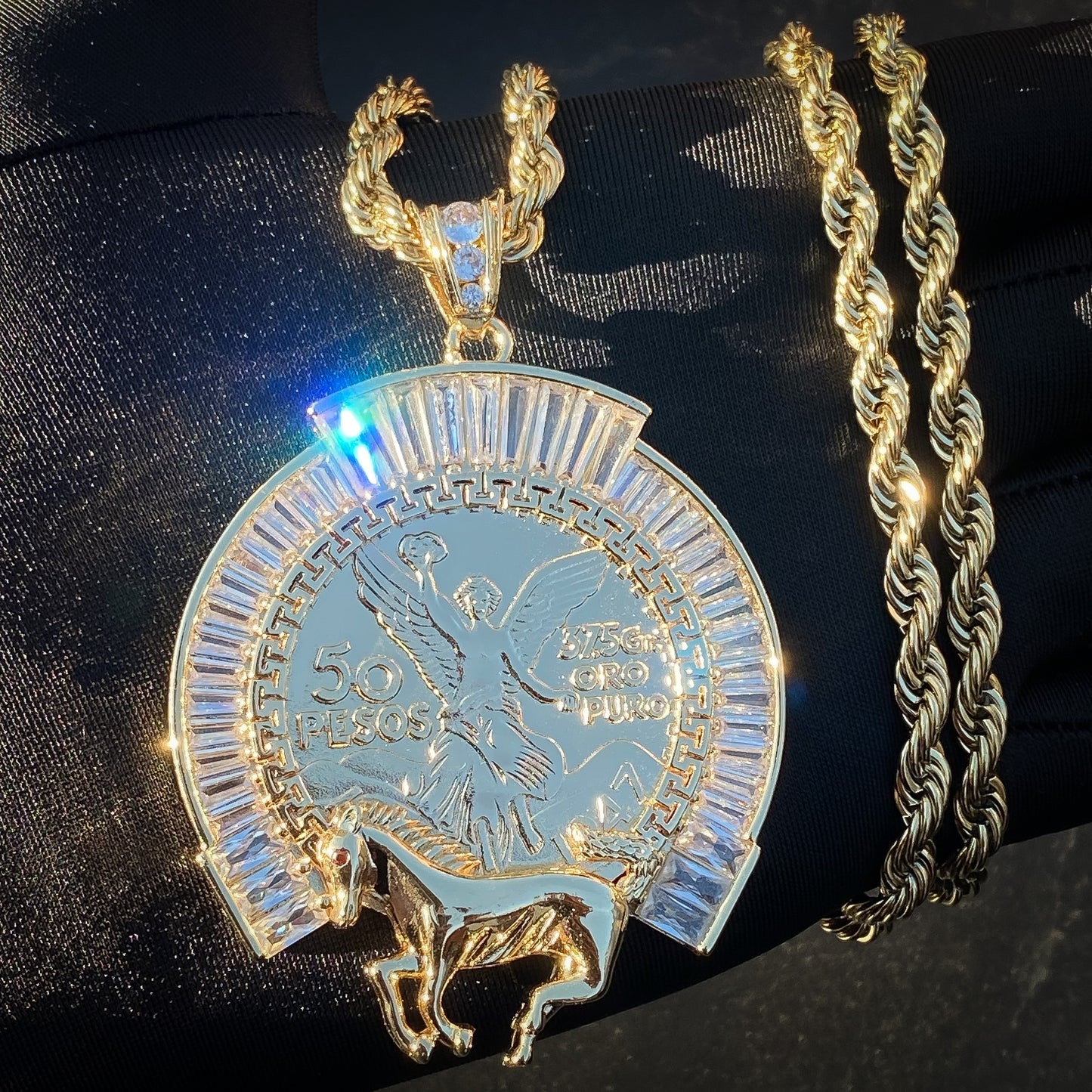 Horseshoe Baguette Bezel Centenario Pendant