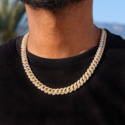 10mm Iced Out Cuban Chain - Gold