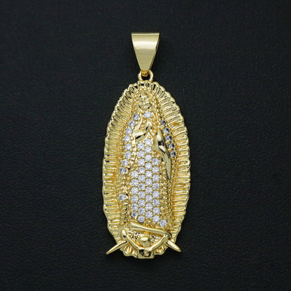 Iced Lady of Guadalupe Pendant - Gold