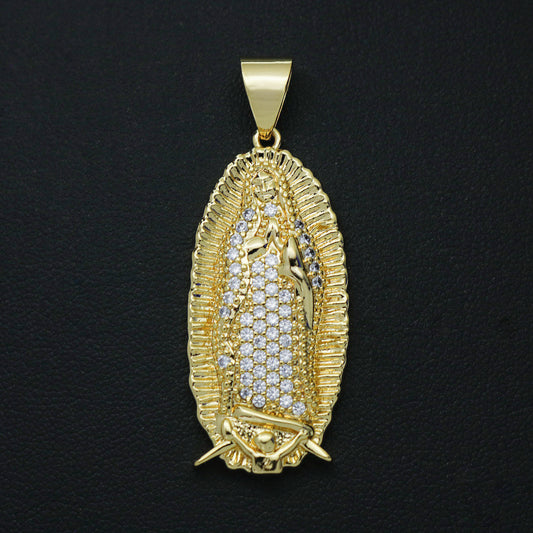 Iced Lady of Guadalupe Pendant - Gold