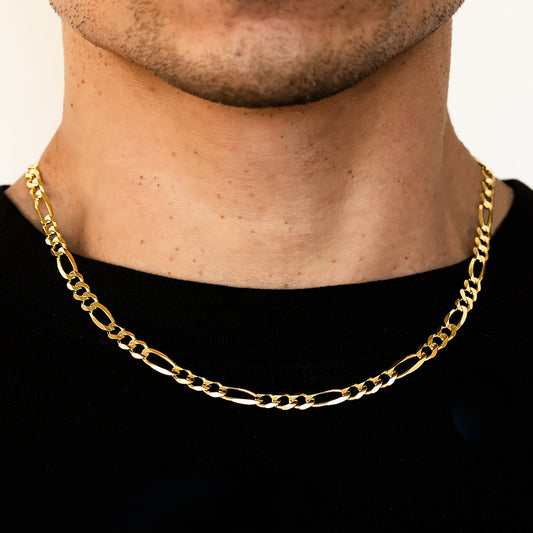 6.5mm Solid Figaro Chain - 14k Gold