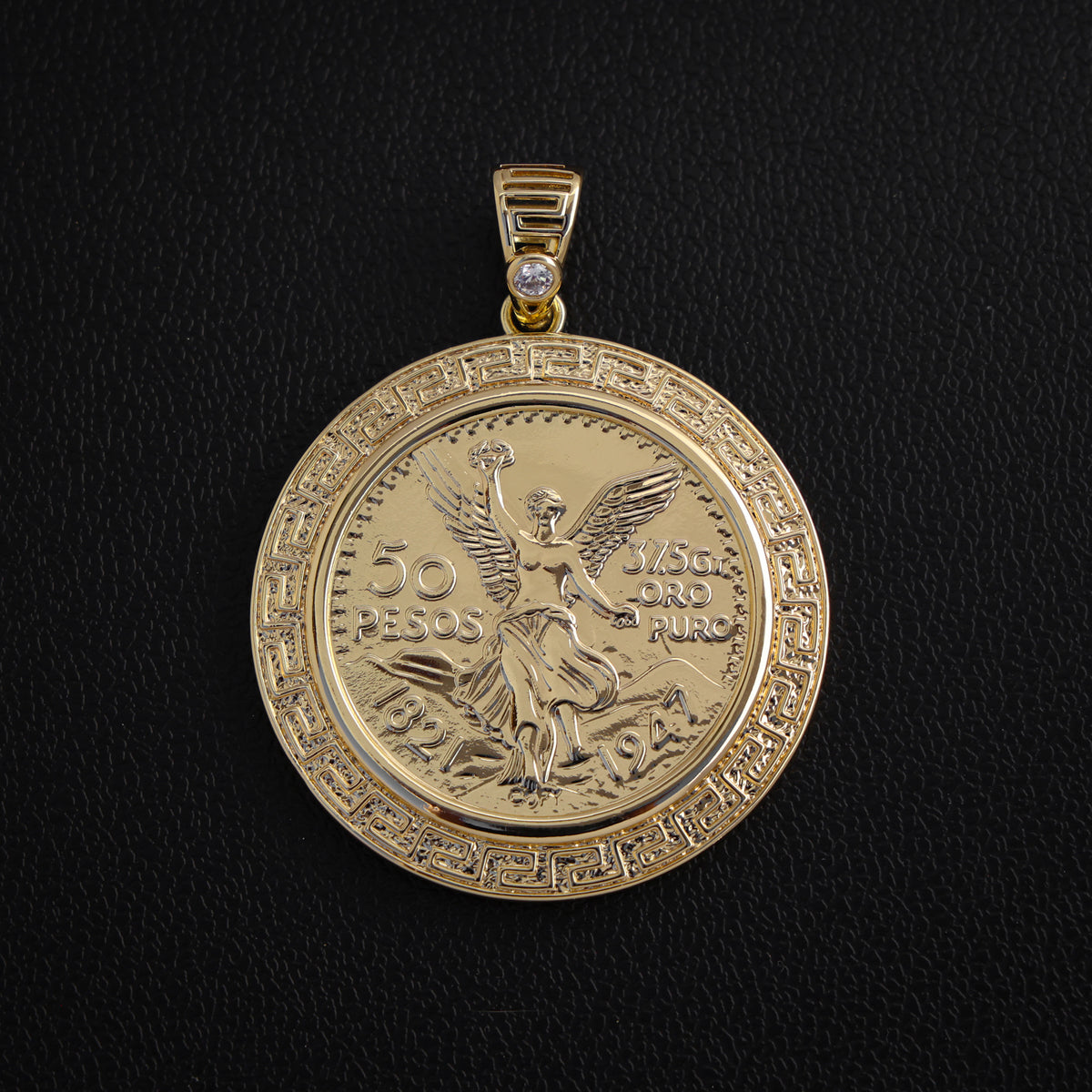 Aztec Bezel Centenario Pendant - Gold