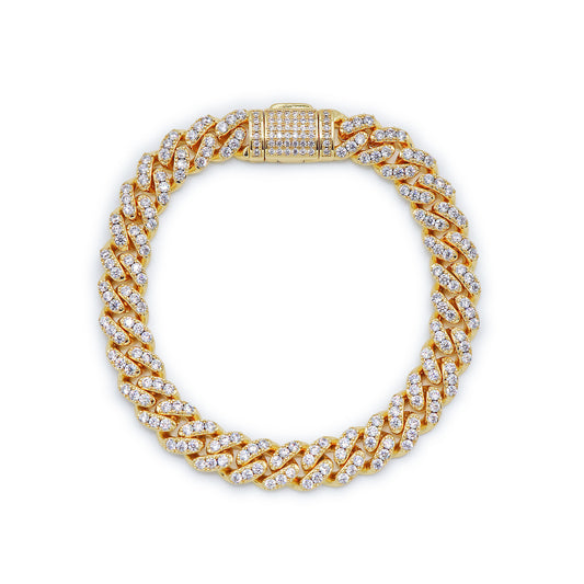 8mm Iced Out Cuban Bracelet - Gold