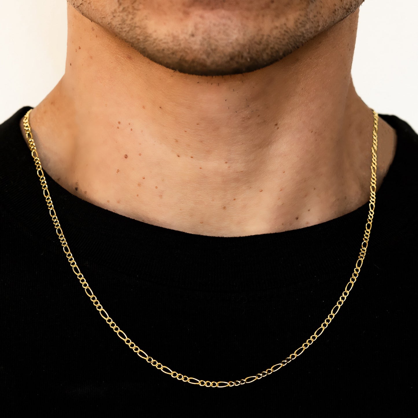 3mm Solid Figaro Chain - 14k Gold