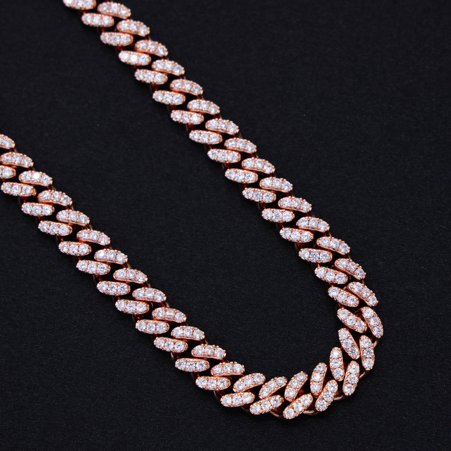 8mm Iced out Cuban Necklace - Rose Gold