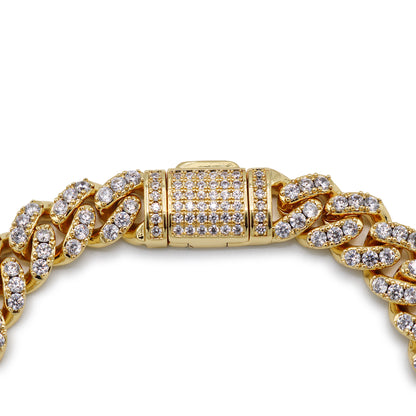 8mm Iced Out Cuban Bracelet - Gold