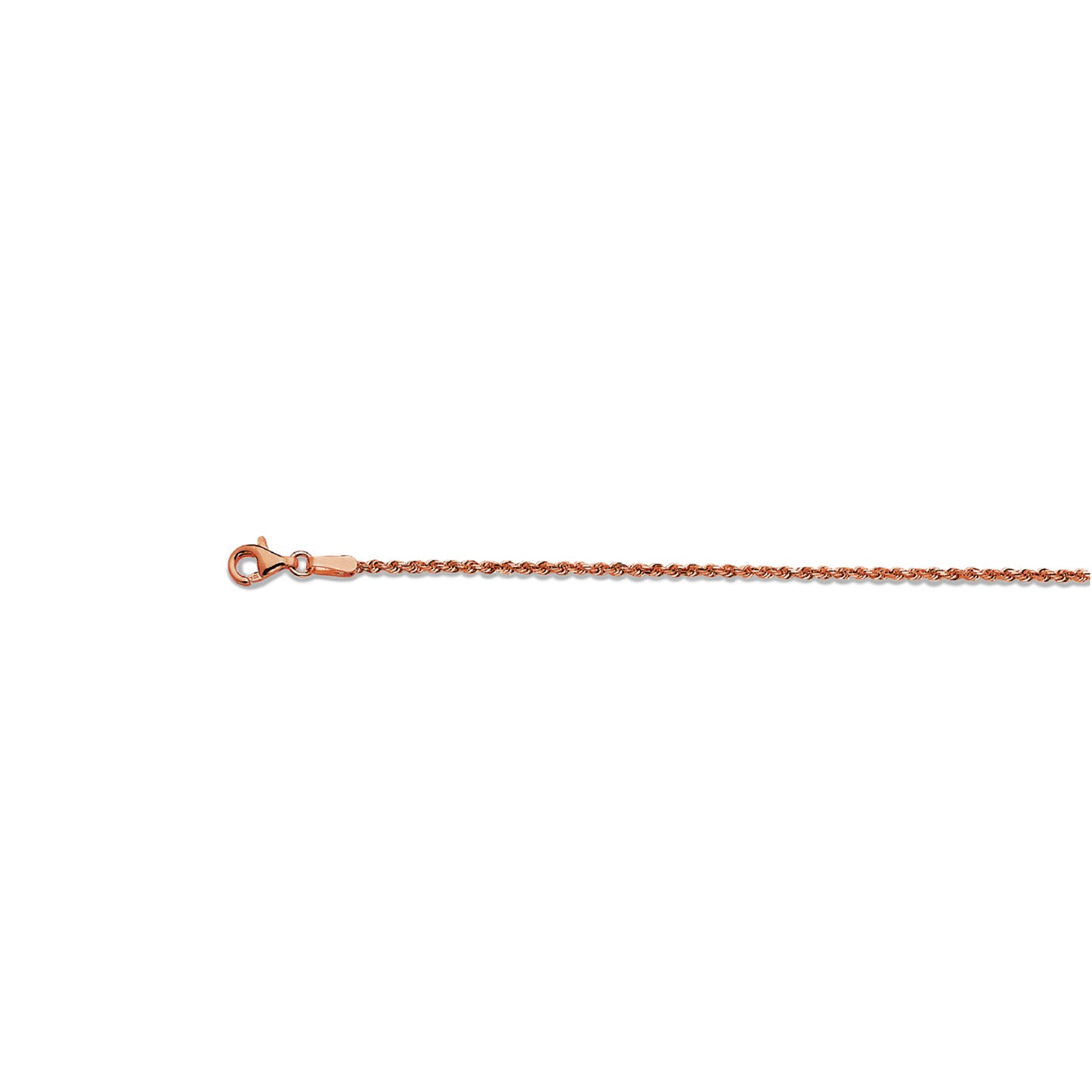 1.5mm Solid Diamond Cut Rope Chain - 14k Rose Gold