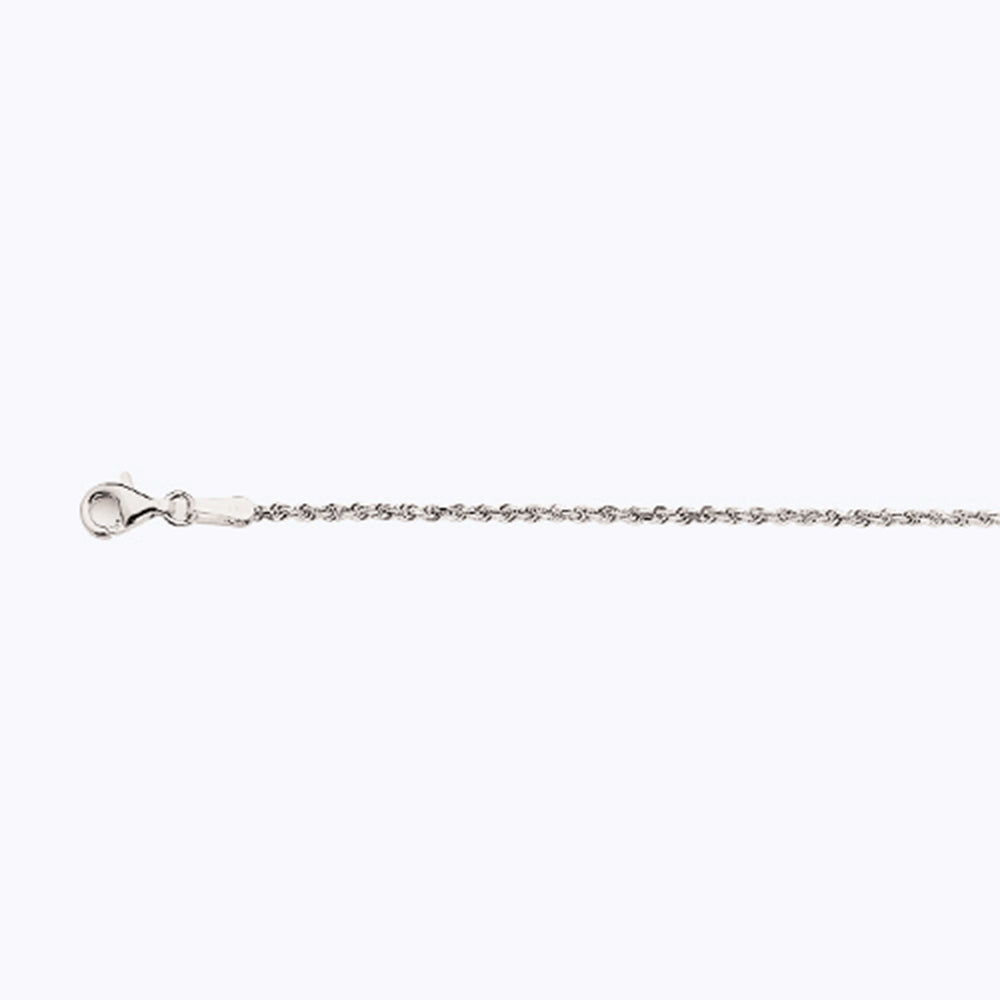 1.5mm Solid Diamond Cut Rope Chain - 14k White Gold