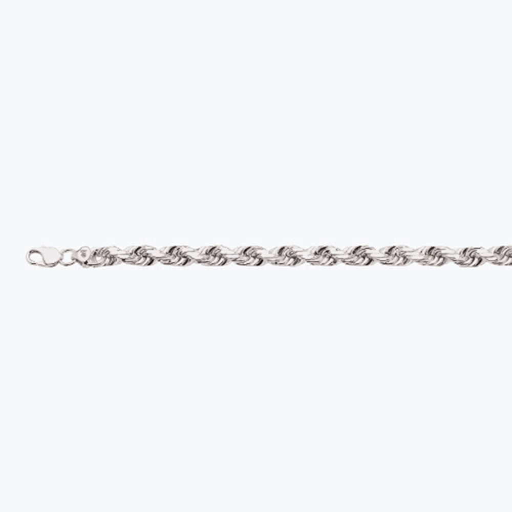 10mm Solid Diamond Cut Rope Chain - 14k White Gold