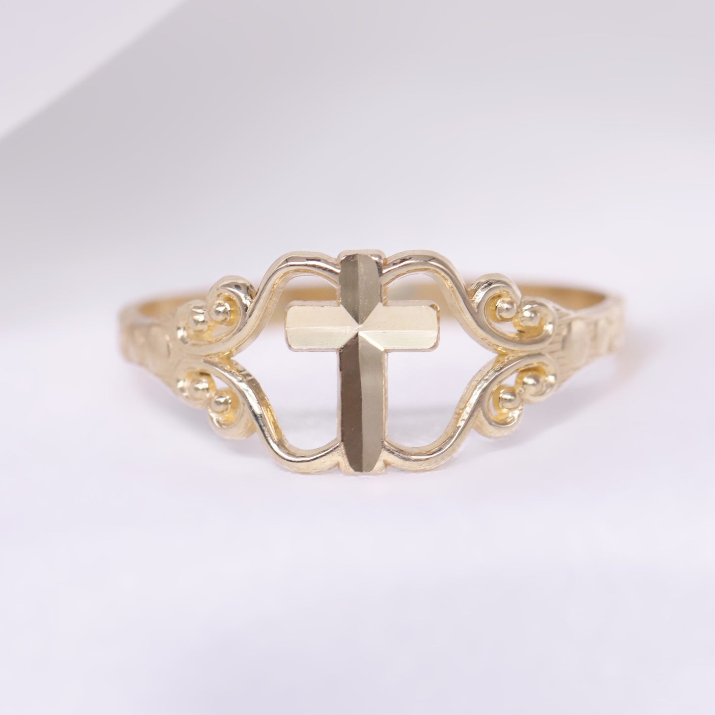 Fancy Cross Ring - 14k Gold