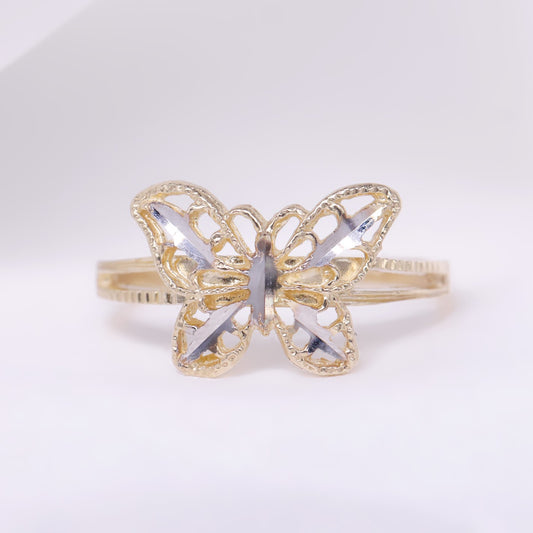 Butterfly 2-Tone Ring - 10k Gold