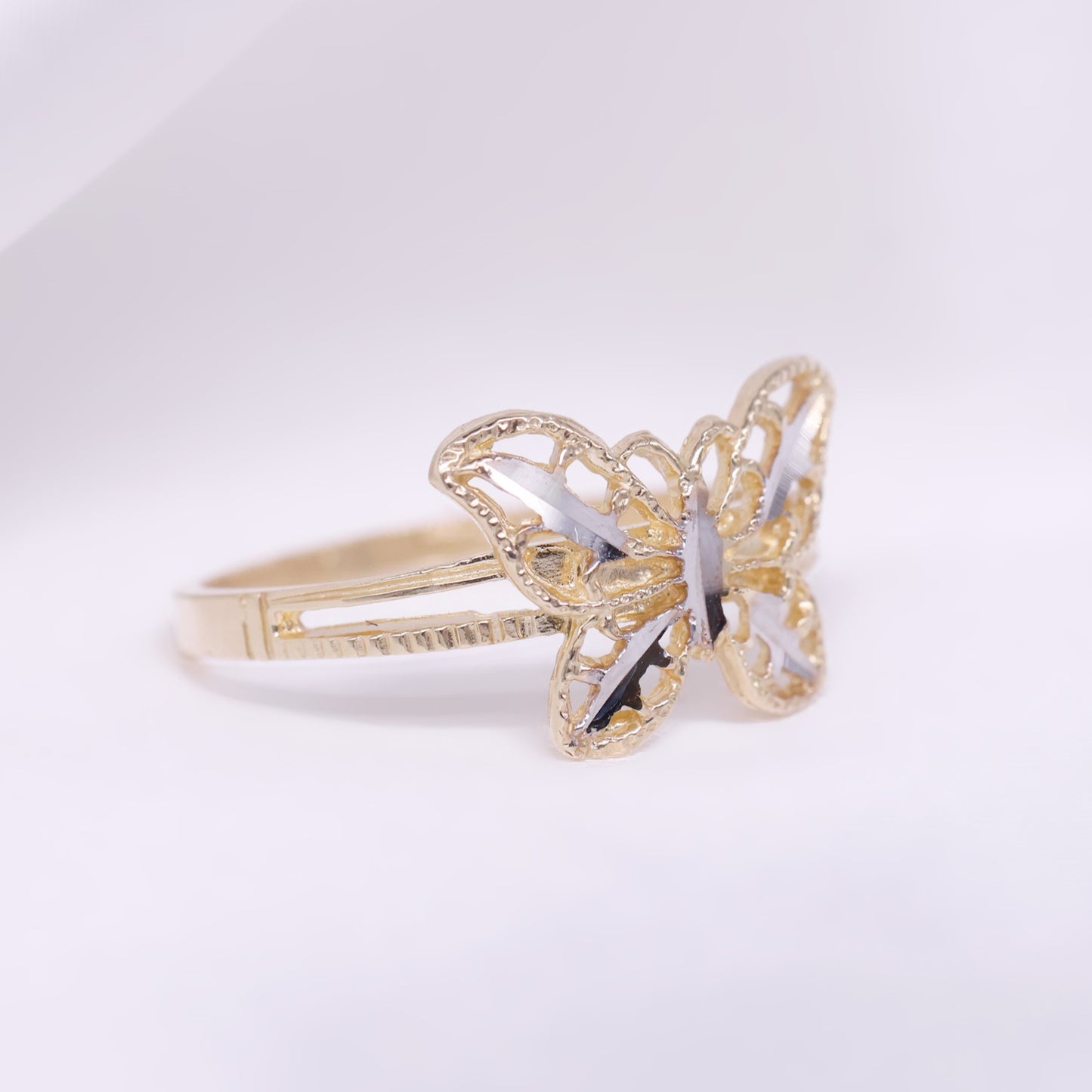 Butterfly 2-Tone Ring - 10k Gold