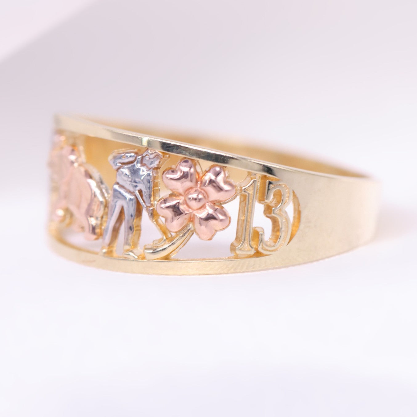 Lucky 3-Tone Ring - 10k Gold