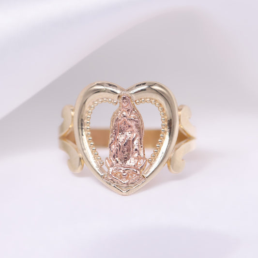 Heart Virgin Mary 2-Tone Ring - 10k Gold