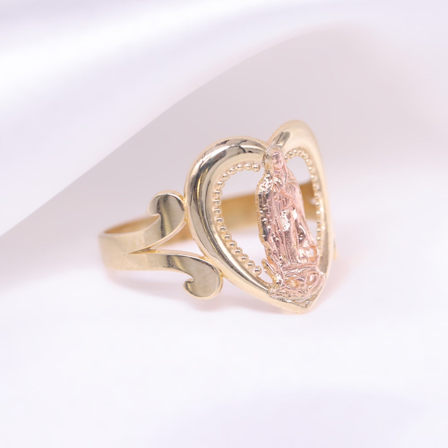Heart Virgin Mary 2-Tone Ring - 10k Gold