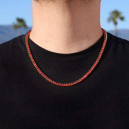 4mm Red Tennis Chain - Gold