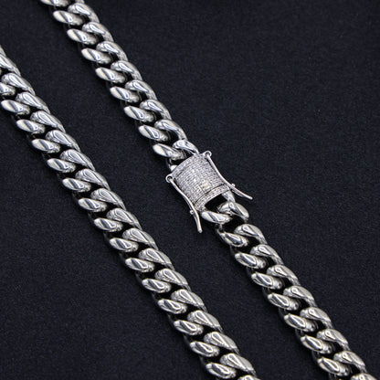 10mm Miami Cuban Chain (Iced Out Clasp) - Premium 316L Stainless