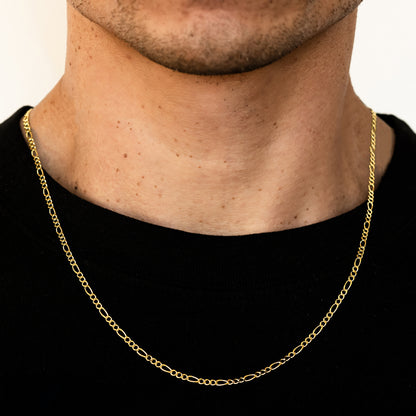 2mm Solid Figaro Chain - 14k Gold