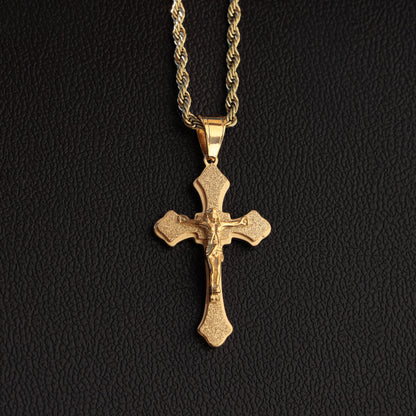 Small Budded Cross Pendant - Gold