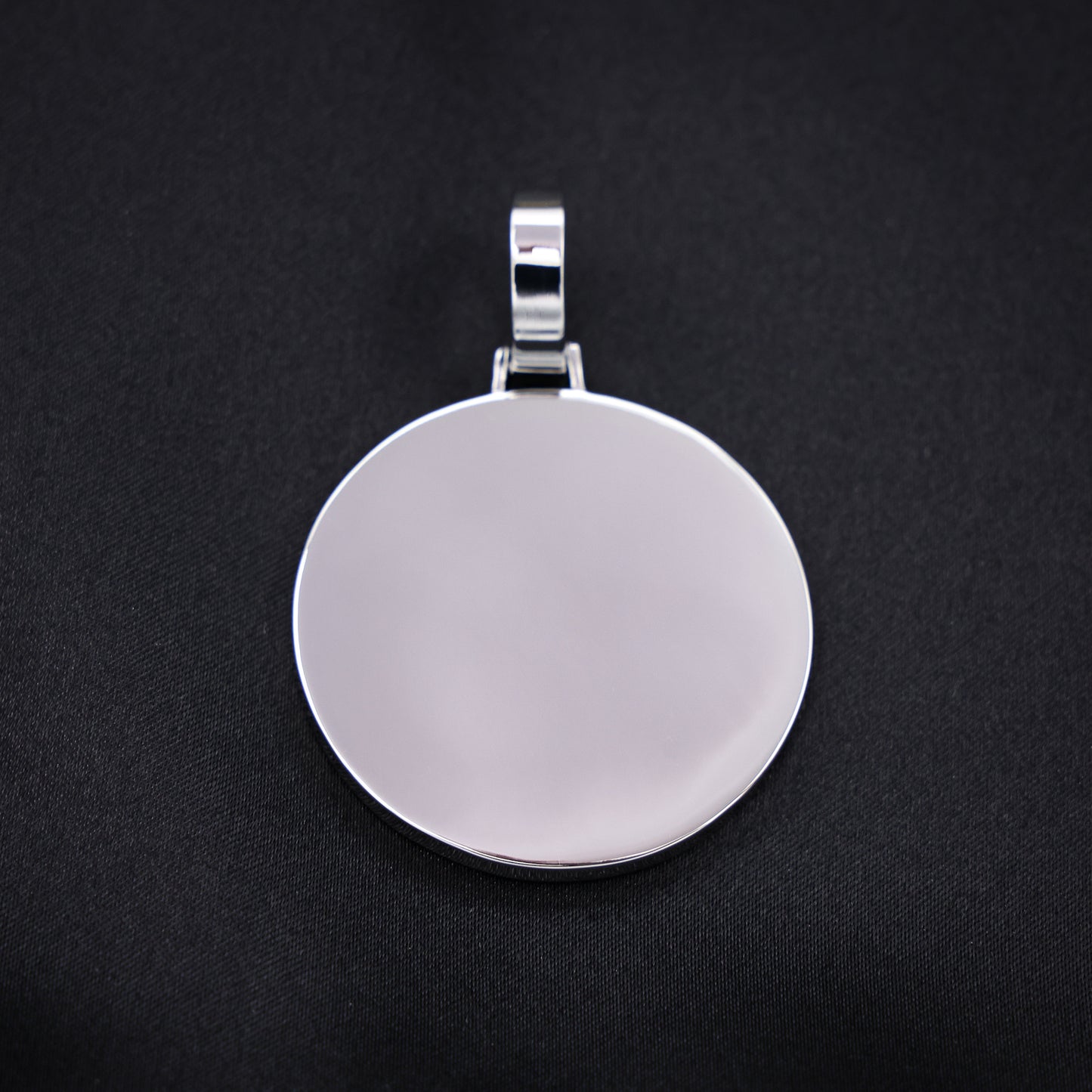 Custom Baguette Circle Photo Pendant - White Gold