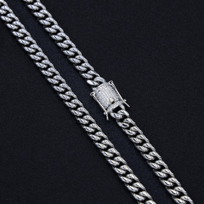 8mm Miami Cuban Chain (Iced Out Clasp) - Premium 316L Stainless