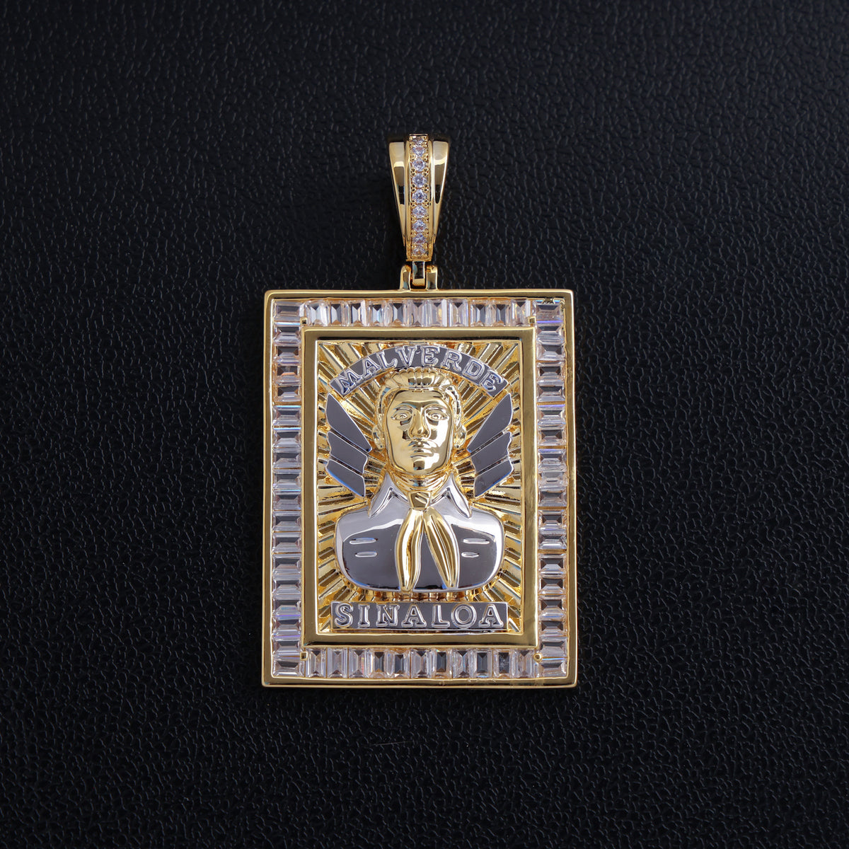 Big Jesus Malverde Pendant - Gold