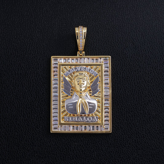 Big Jesus Malverde Pendant - Gold