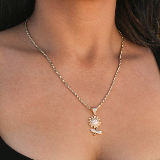 Icy Sunflower Necklace - Gold