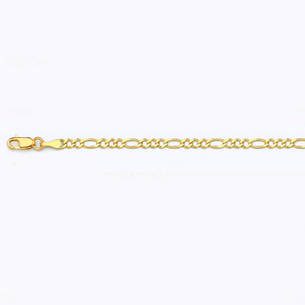 2.5mm Solid Figaro Chain - 14k Gold