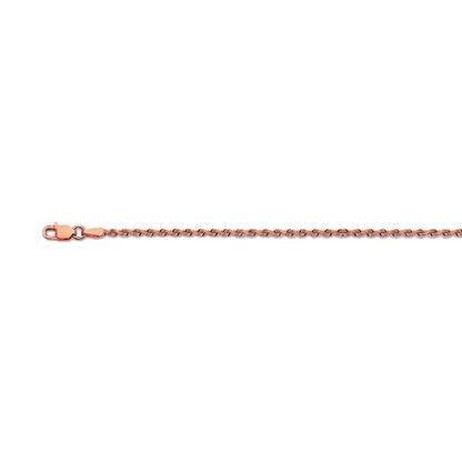 2.5mm Solid Diamond Cut Rope Chain - 14k Rose Gold