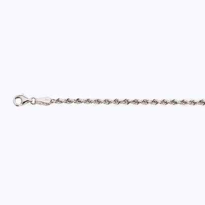 2.5mm Solid Diamond Cut Rope Chain - 14k White Gold