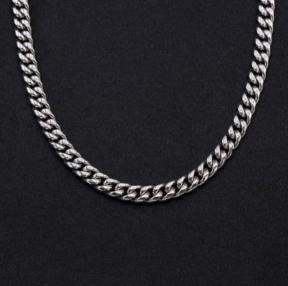 8mm Miami Cuban Chain (Iced Out Clasp) - Premium 316L Stainless