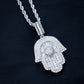Iced out Hamsah Baguette Pendant - White Gold