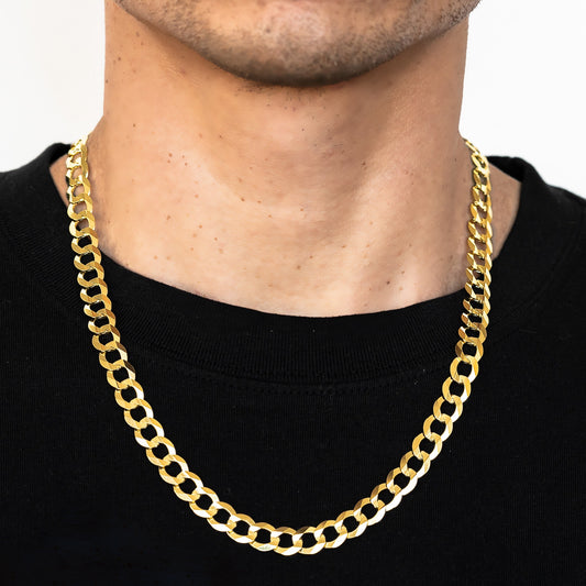 9.5mm Solid Curb Chain - 14k Gold