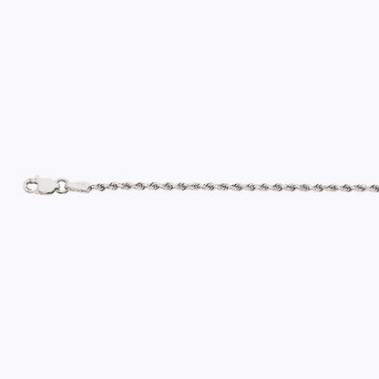 2mm Solid Diamond Cut Rope Chain - 14k White Gold