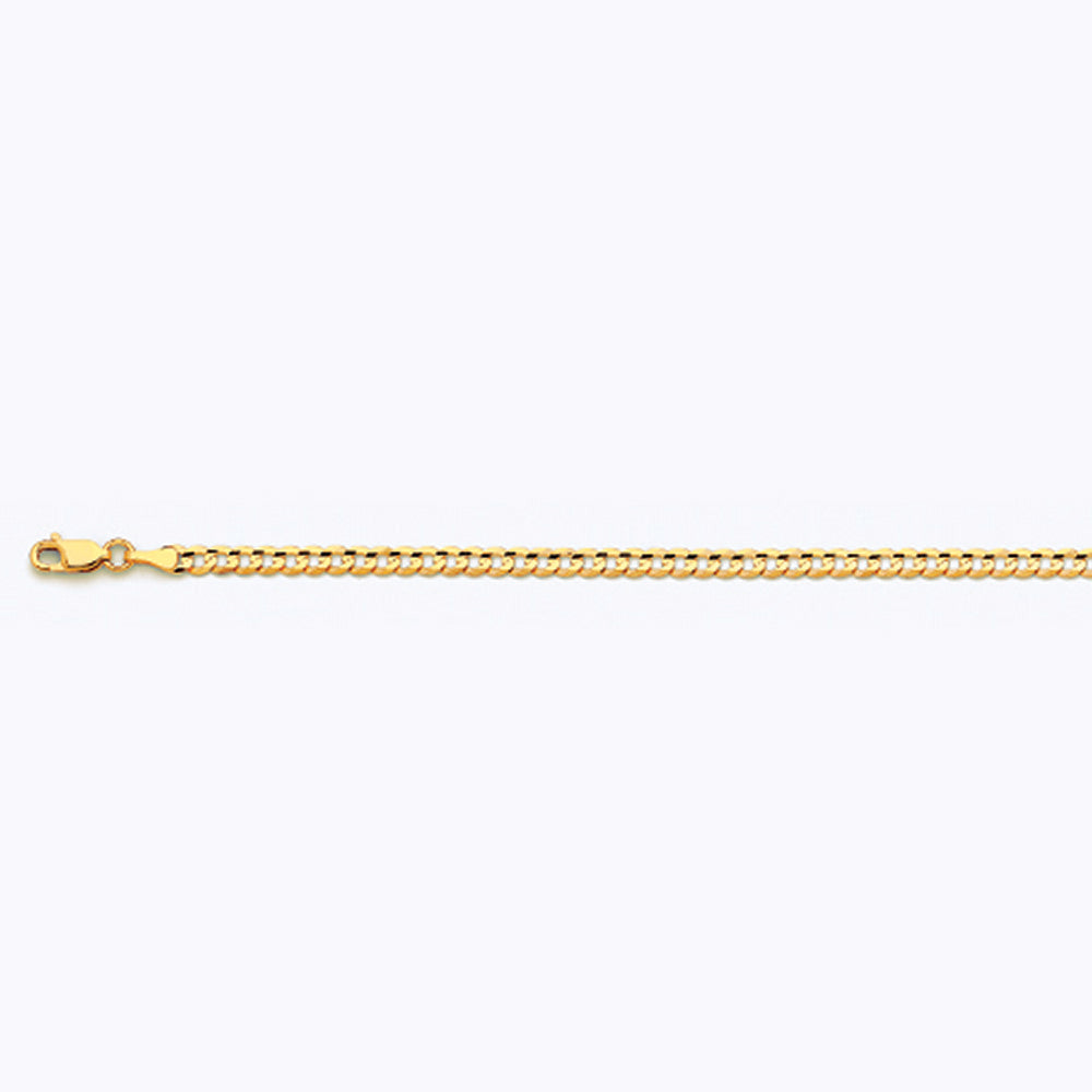 3.5mm Solid Curb Chain - 14k Gold