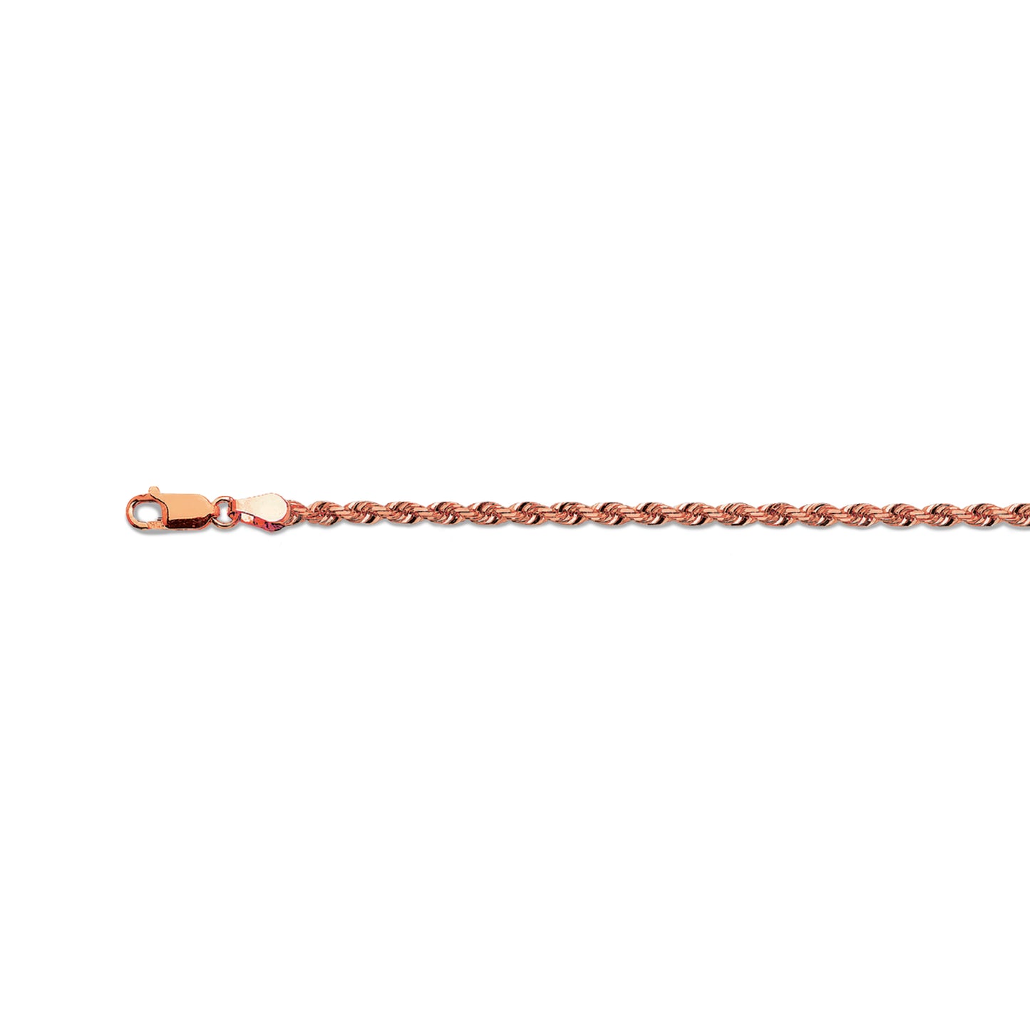 3.5mm Solid Diamond Cut Rope Chain - 14k Rose Gold