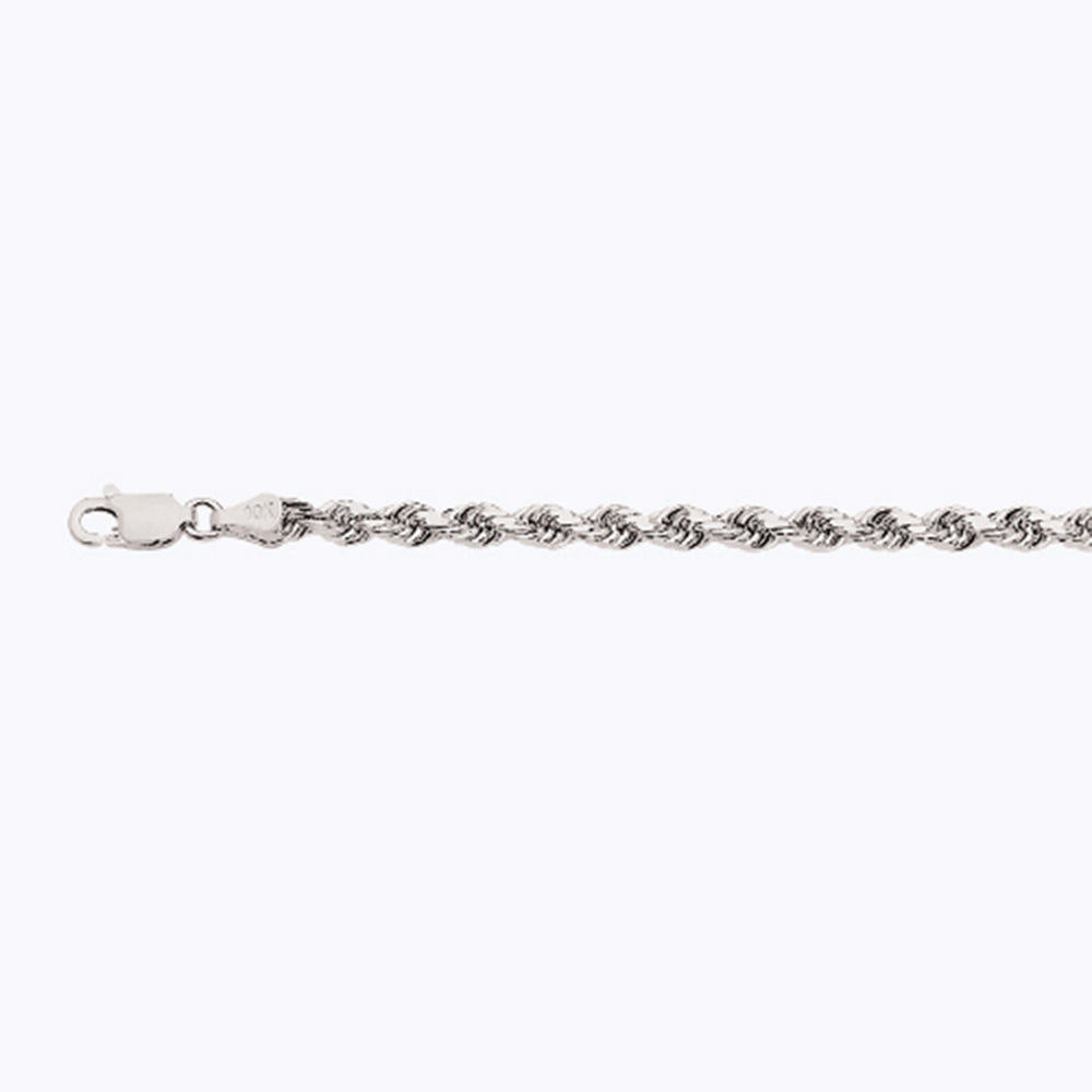 3.5mm Solid Diamond Cut Rope Chain - 14k White Gold