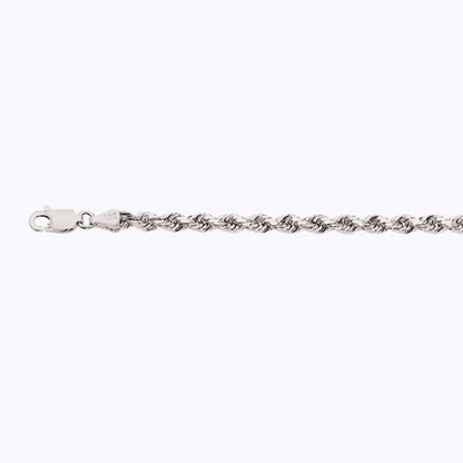 3.5mm Solid Diamond Cut Rope Chain - 14k White Gold