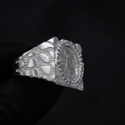 Large Squared Centenario Nugget Ring - 925 Silver