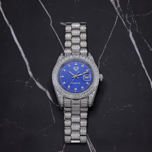 Iced Blue Dial Huerta Watch - Stainless