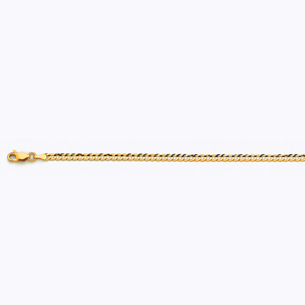 3mm Solid Curb Chain - 14k Gold