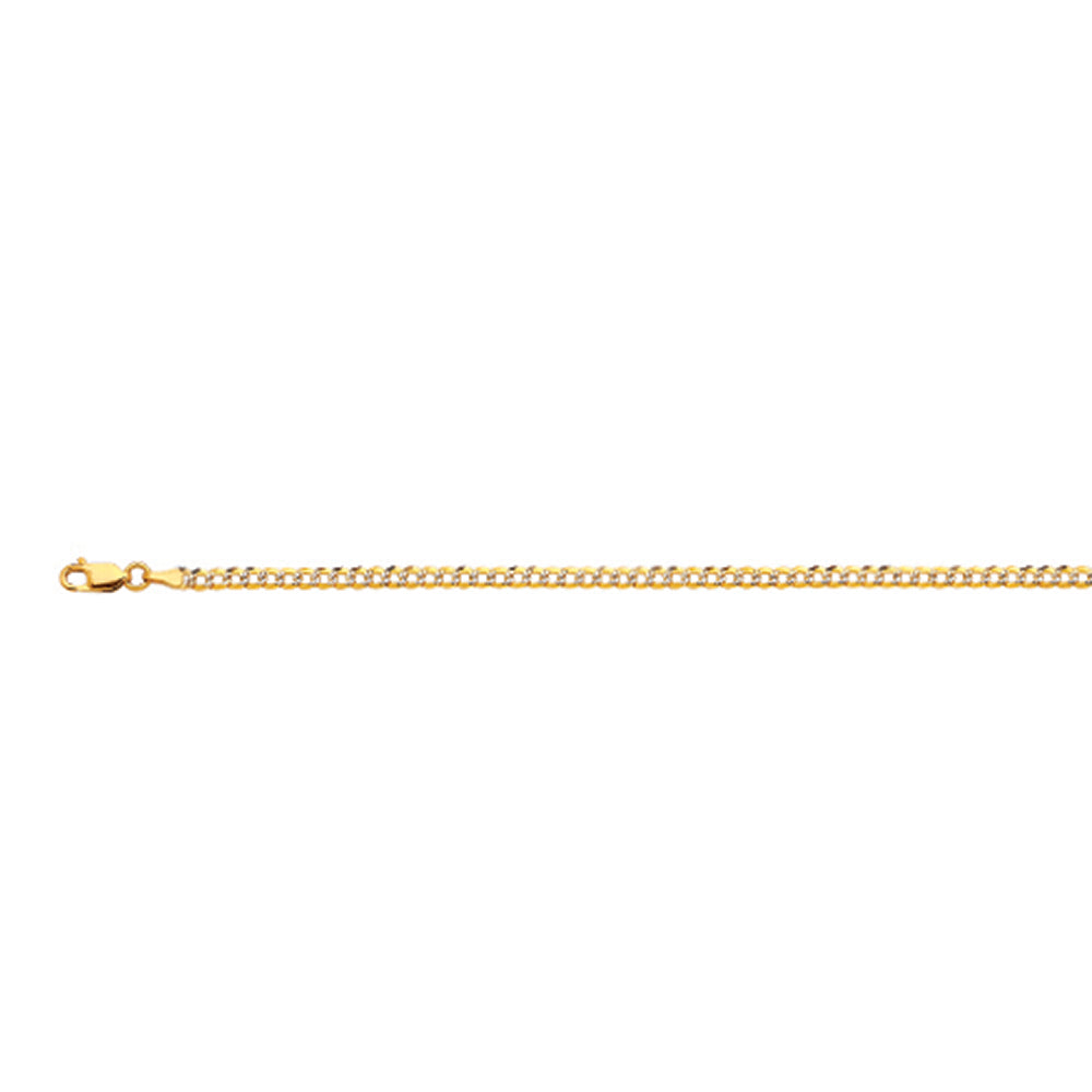 3mm Solid Pave Curb Cuban Chain  - 14k Gold