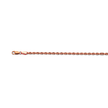 3mm Solid Diamond Cut Rope Chain - 14k Rose Gold