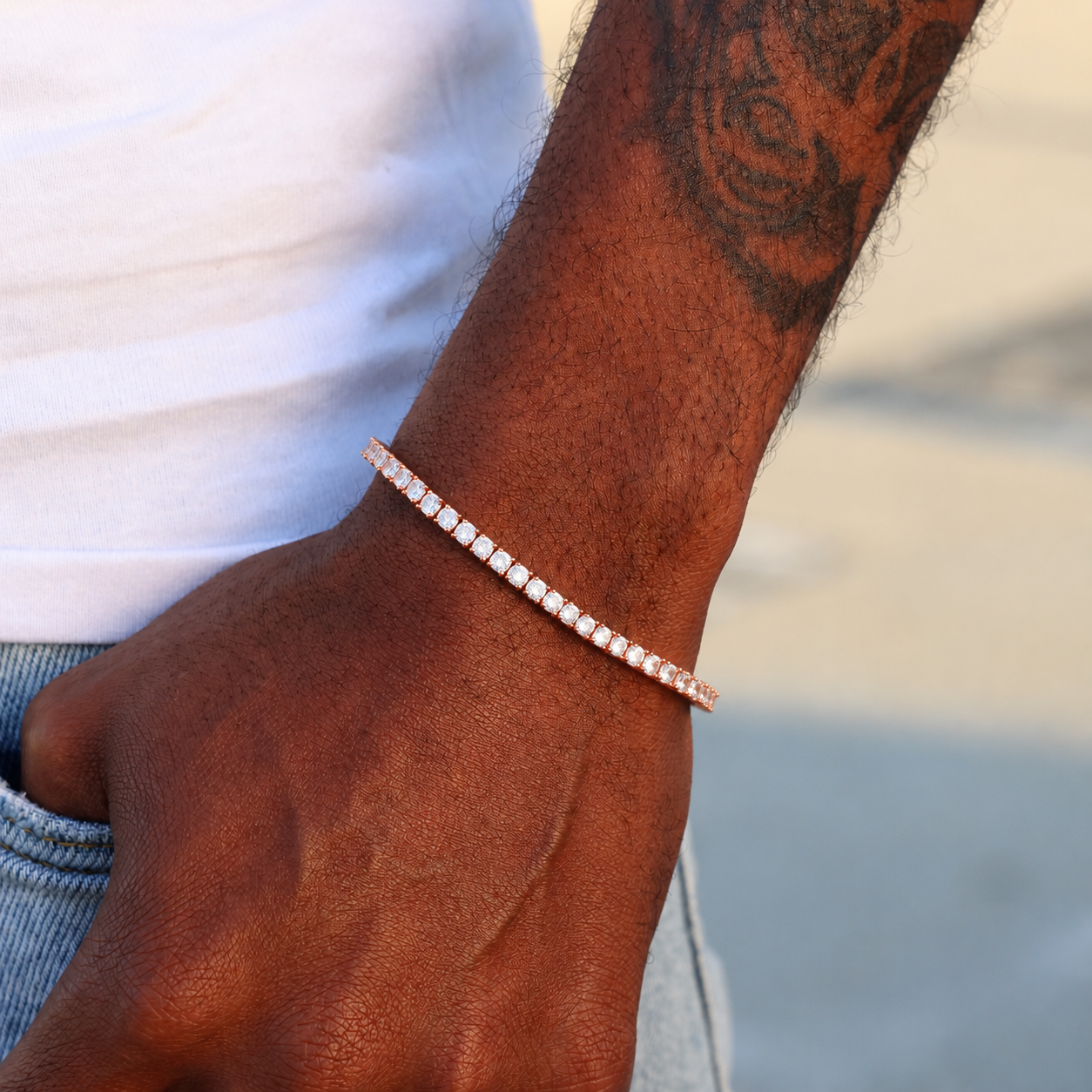 3mm Moissanite Tennis bracelet - Rose Gold over 925 Silver