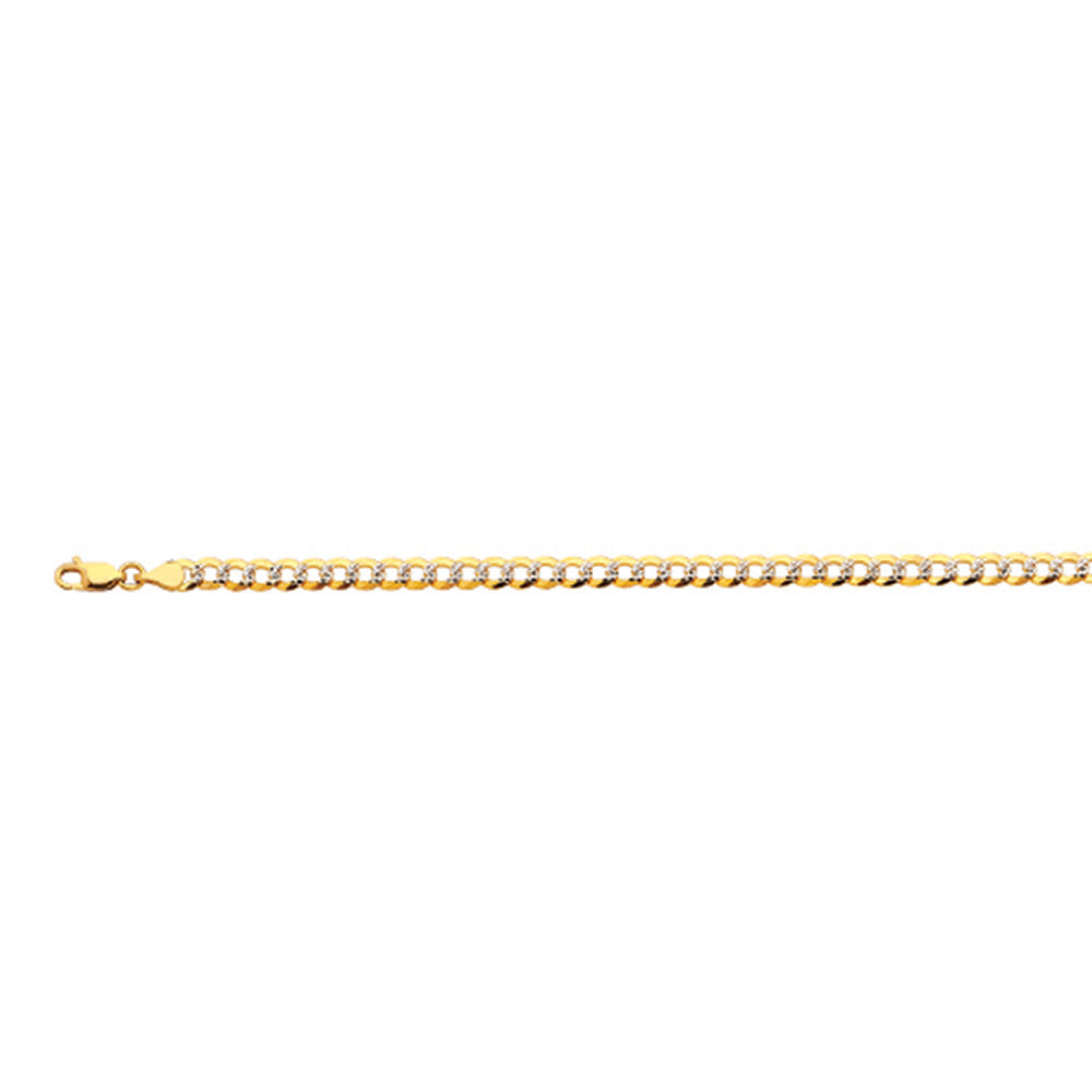 4.5mm Solid Pave Curb Cuban Chain  - 14k Gold