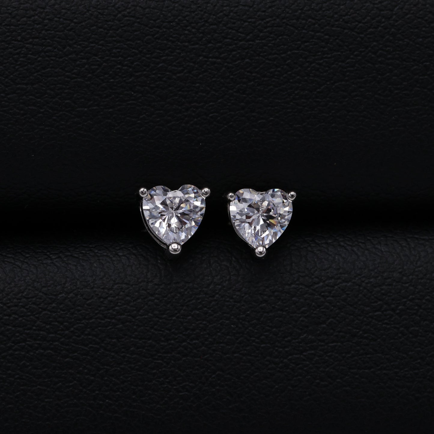 Heart Cut CZ Diamond Stud Earrings - 925 Silver