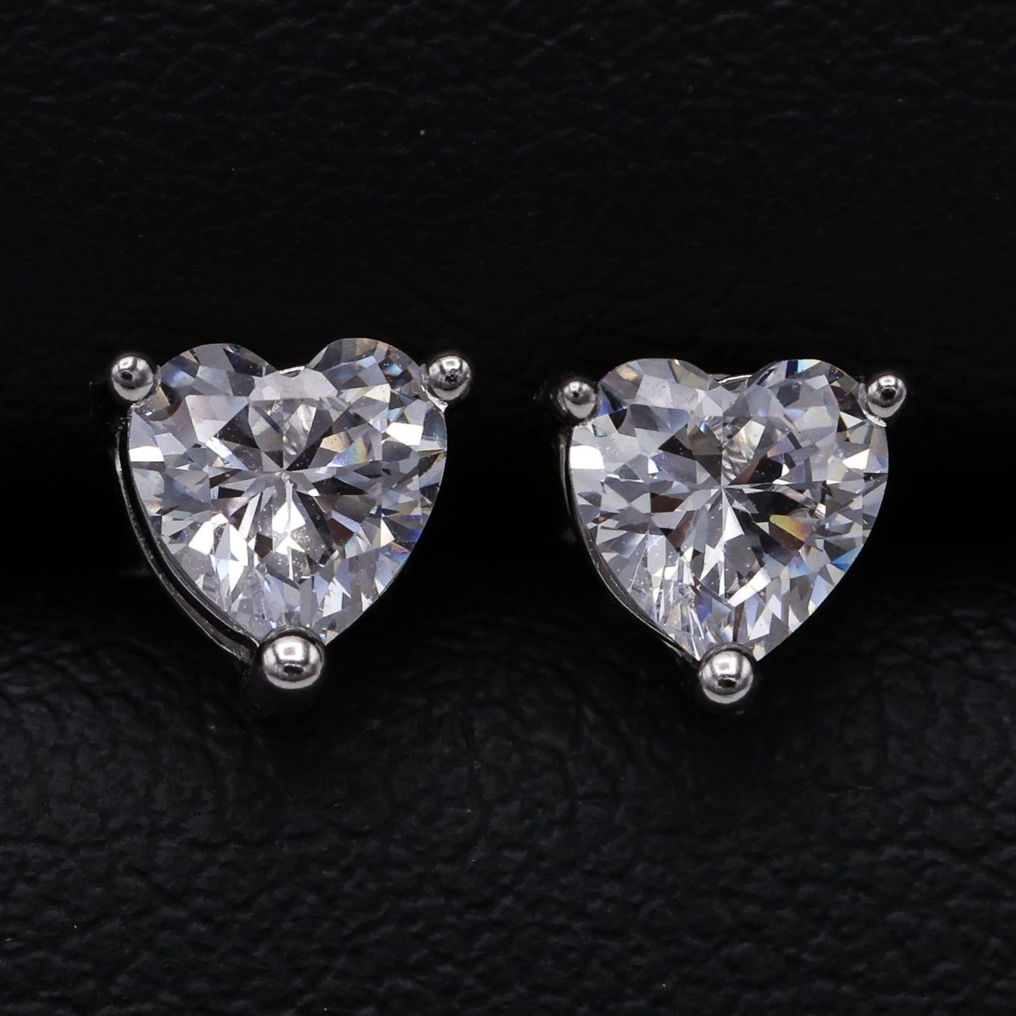 Heart Cut CZ Diamond Stud Earrings - 925 Silver